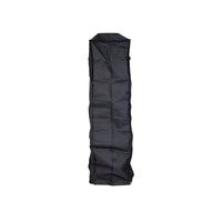 Sac pour vêtements en tissu noir avec coutures renforcées et fermeture éclair.
