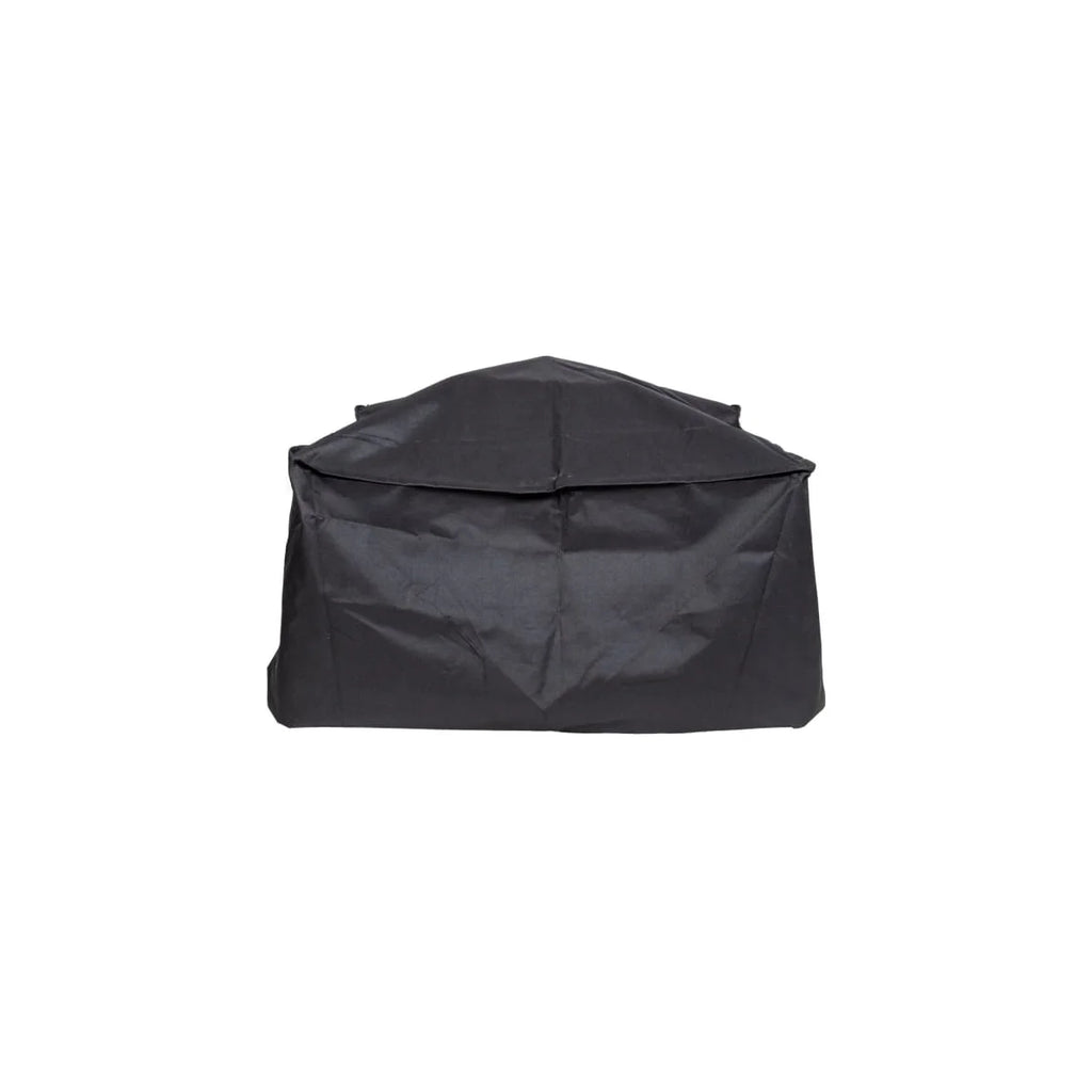 Couverture en tissu noir avec une texture légèrement froissée et un rabat supérieur plié.
