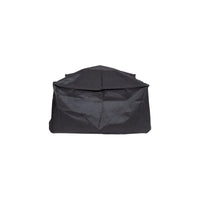 Couverture en tissu noir avec une texture légèrement froissée et un rabat supérieur plié.