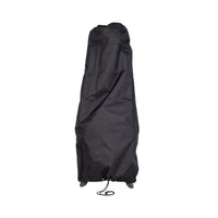 Housse imperméable noire avec fermeture à cordon de serrage.