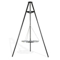 Trépied de cuisson acier noir avec grille suspendue pour brasero