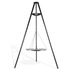 Trépied de cuisson acier noir avec grille suspendue pour brasero