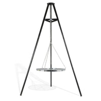 Trépied de cuisson acier noir avec grille suspendue pour brasero