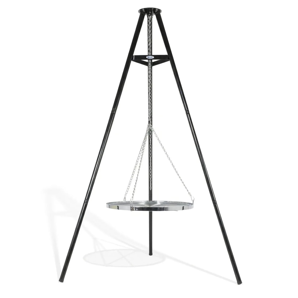 Trépied de cuisson acier noir avec grille suspendue pour brasero