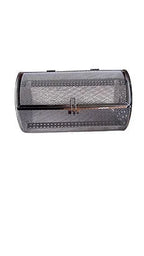 Sac mesh noir rectangulaire à clasp métallique pour panier cuisson châtaignes inox Ø18 cm