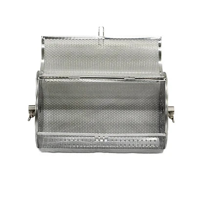 Panier cuisson châtaignes inox Ø18 cm, grille perforée argentée avec anses