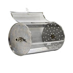 Panier cuisson châtaignes inox Ø18 cm, tambour mesh argent perforé à couvercle charnière