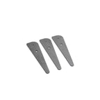 Supports triangulaires en métal avec trous pour vis, couleur argent.