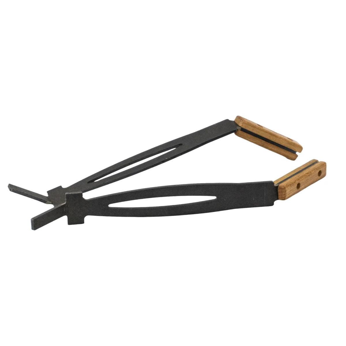 Pince de grille acier manche bois longue sécurisée pour brasero
