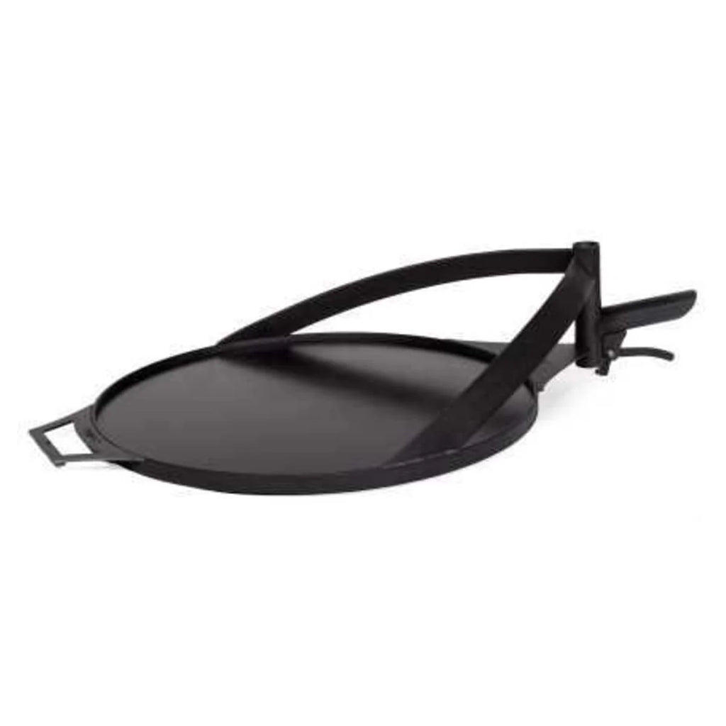 Plancha brasero acier naturel rond avec bras pivotant réglable