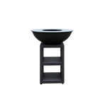 Bol en fonte noire mat avec un design élégant et moderne et un support minimaliste.