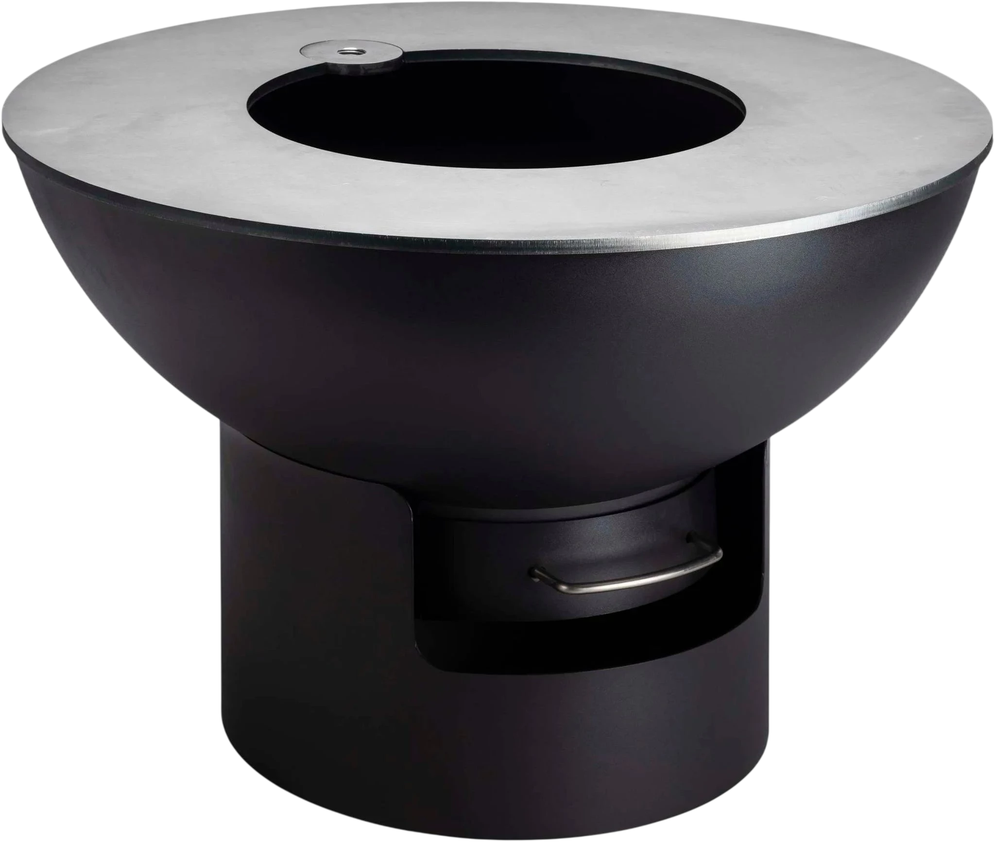 Cendrier moderne noir et argent au design épuré.