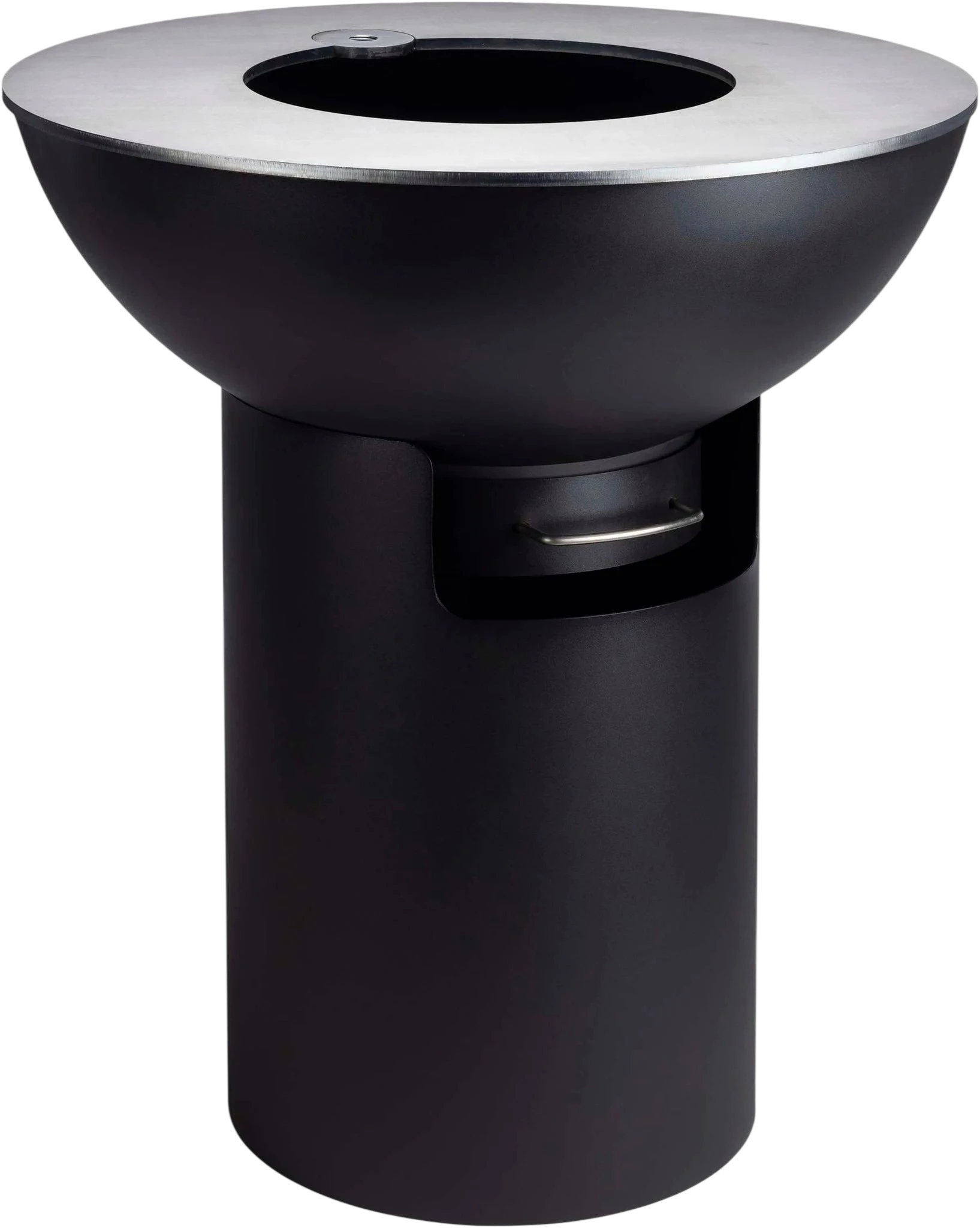 Lavabo sur piétement noir avec bordure et robinet en argent