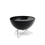 Bol en laque noire sur trépied chromé, design moderne.
