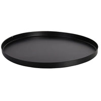 Plateau rond noir avec une finition mate et un bord métallique.
