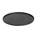 Plateau de service rond noir avec une finition mate lisse et des bords légèrement surélevés.