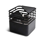Bacs de rangement carré noir avec cadre métallique et couvercle, conçu pour l’organisation de la cuisine.
