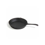 Poêle en fonte de 25 cm avec finition noire et manche courbé.