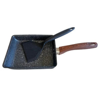 Poêlons à raclette set x2 carrés noirs tachetés pour brasero