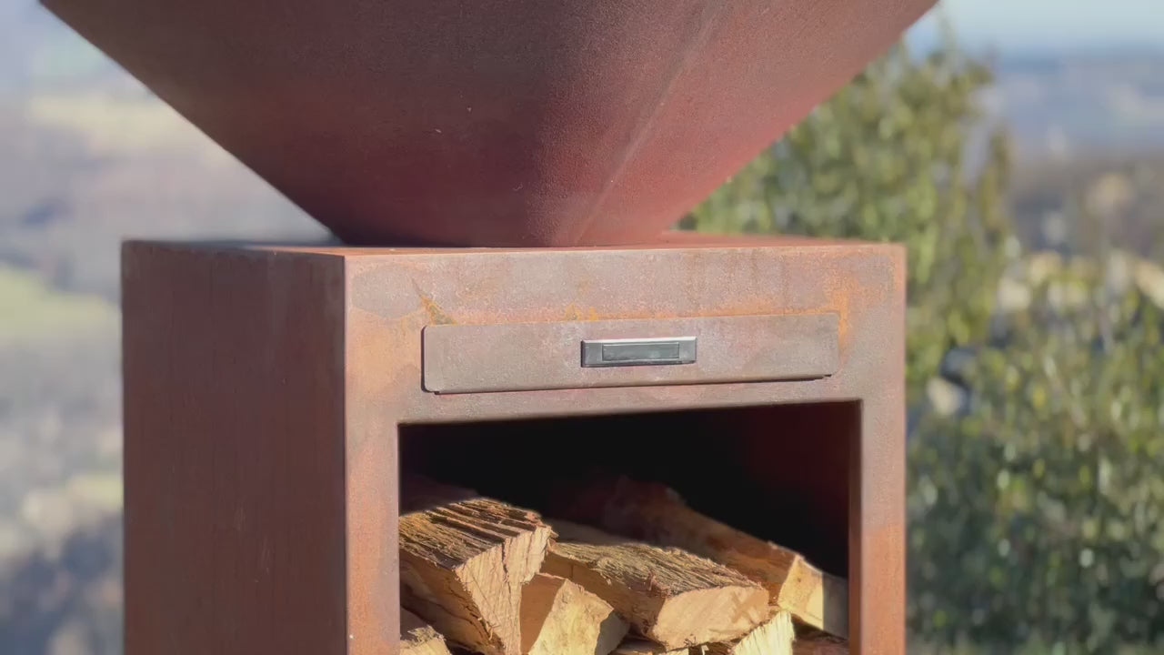 Brasero plancha acier Corten Ø100cm - LUXE