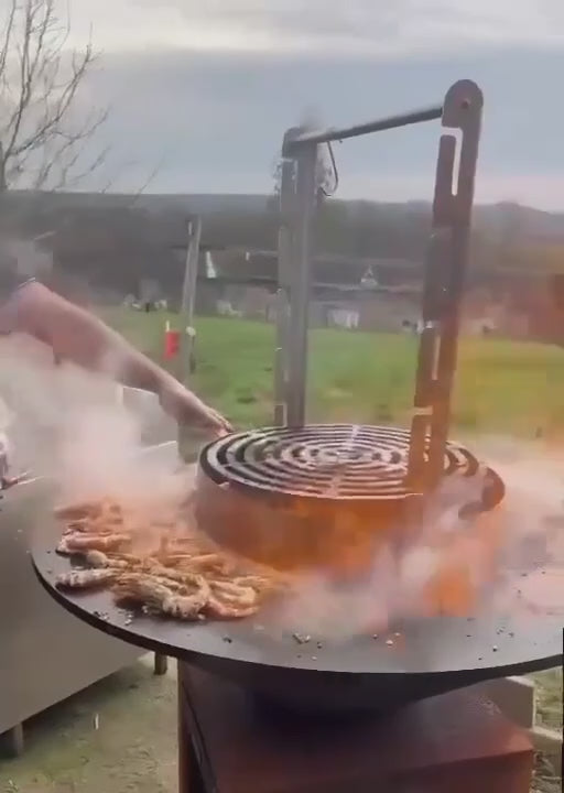 Brasero plancha acier Corten Ø100cm - TOURNE BROCHE