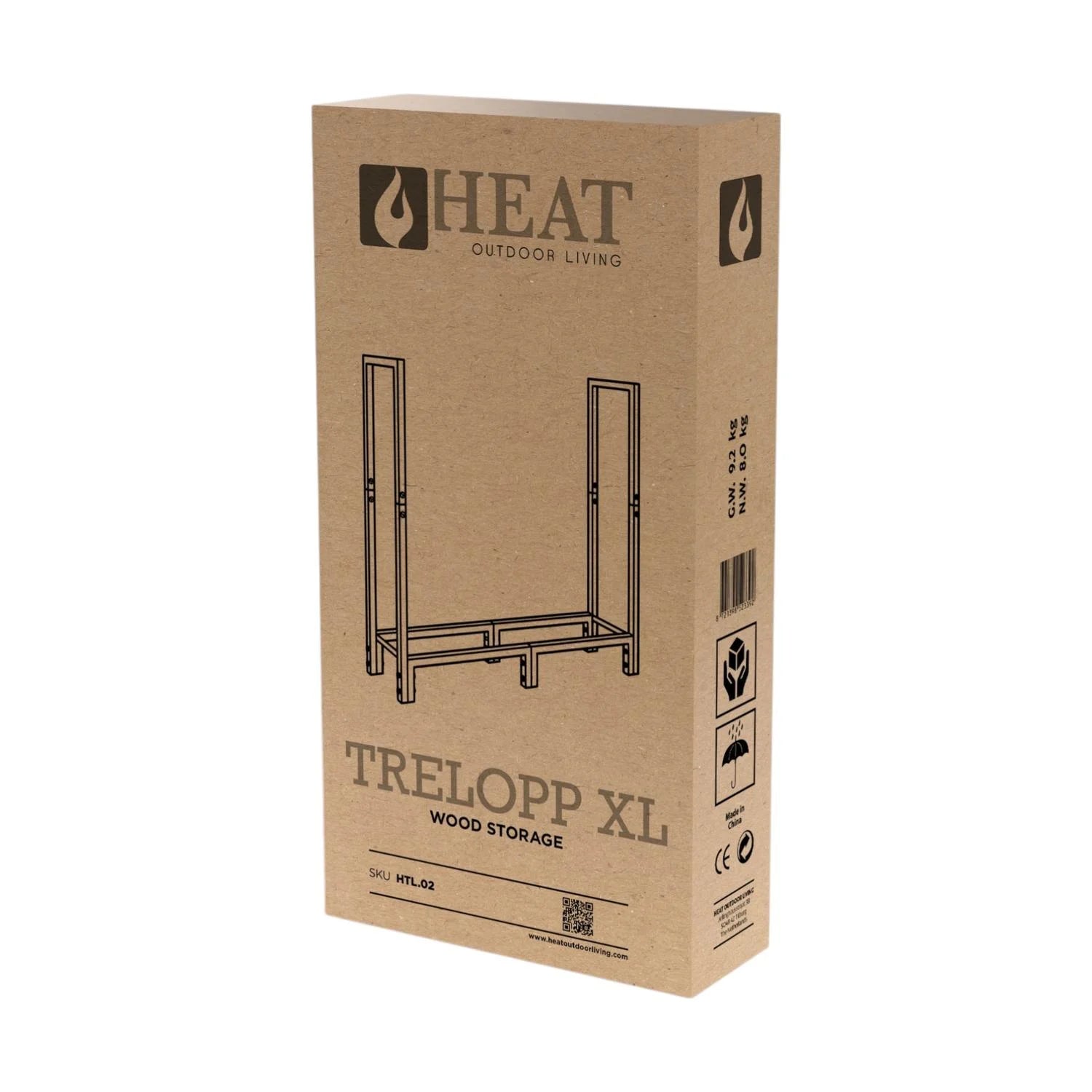 Boîte en carton marron pour range-bûches acier noir 122 cm trelopp xl unité de stockage bois extérieur