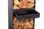 Unité de stockage de bois noir avec tiroir et logo de marque ’cookking’