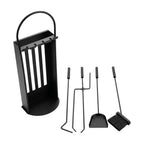 Serviteur de cheminée acier noir fyrset round 65 cm avec 4 outils fyrset round et support assorti