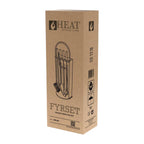 Boîte en carton marron pour serviteur de cheminée acier noir 65 cm avec 4 outils fyrset round pour feu extérieur