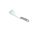 Spatule plancha inoxydable lame large 35 cm manche courbé brillant