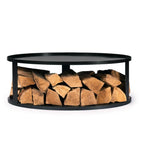 Support brasero acier noir rond Ø72 cm rangement bûches acier noir