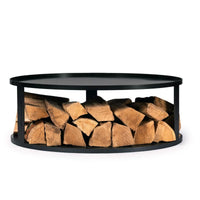 Support brasero acier noir rond Ø72 cm rangement bûches acier noir