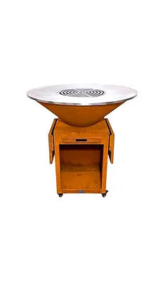 Tablette amovible acier Corten pour brasero plancha latérale en bronze