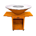 Tablette amovible acier Corten pour brasero plancha latérale rouillée orange