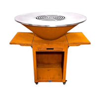 Tablette amovible acier Corten pour brasero plancha latérale rouillée orange
