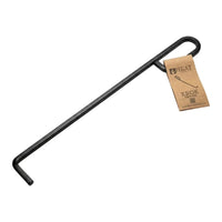 Tisonnier acier noir 44 cm krokin design en l robuste avec étiquette de marque pour brasero et foyer