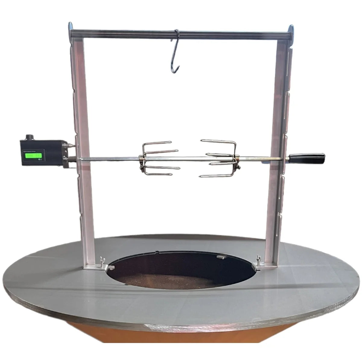 Tournebroche brasero inox avec moteur batterie et panneau digital