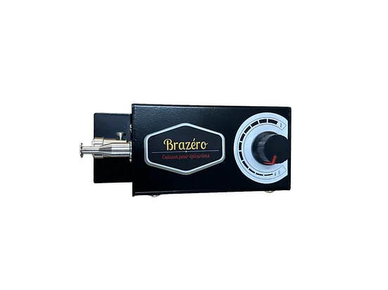 Tournebroche brasero inox avec Black brazéra vaporizer et molette argentée