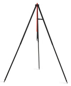Trépied de cuisson noir avec colonne rouge, grille inox Ø60 cm suspendue