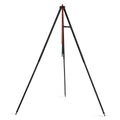 Trépied de cuisson acier 160 cm noir avec colonne rouge réglable