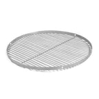 Grille ronde en acier inoxydable avec motif en losange et finition argentée.