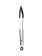 Pince ustensiles plancha brasero inox avec manche caoutchouc noir